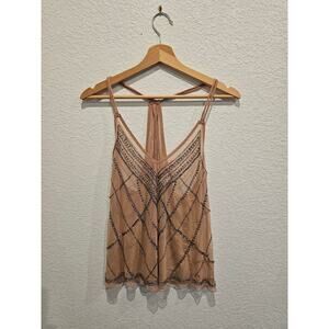Tan rhinestone Sequin top sz medium